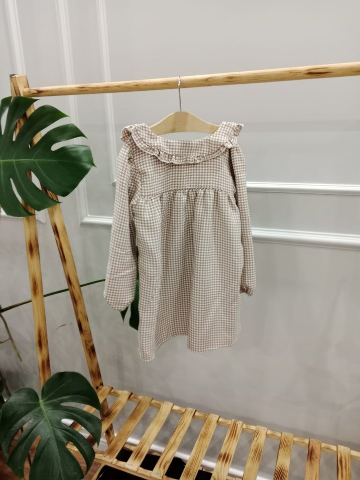 KAZ AYAĞI Uzun Kollu Kareli Kız Elbisesi - Görsel 4