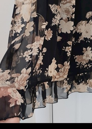 Uzun Kollu, Yüksek Yakalı Mavi Bağlama Desenli Elbise - Görsel 4