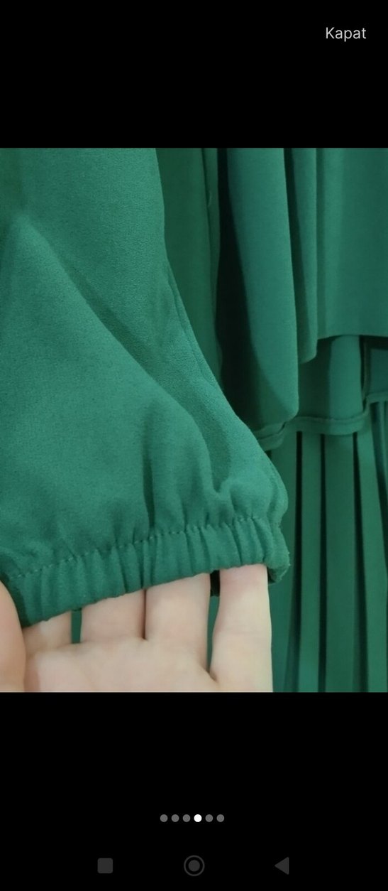 Kadın Yeşil Uzun Piliseli Elbise - Görsel 4