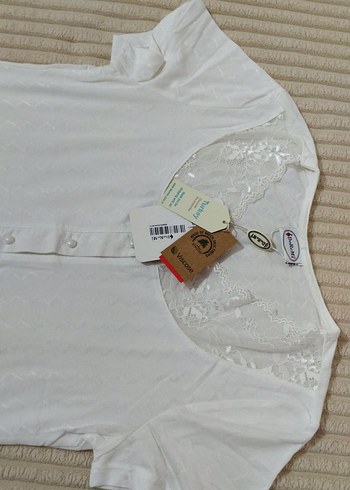 Kadın Beyaz Kısa Kollu Mini Gecelik - Görsel 4