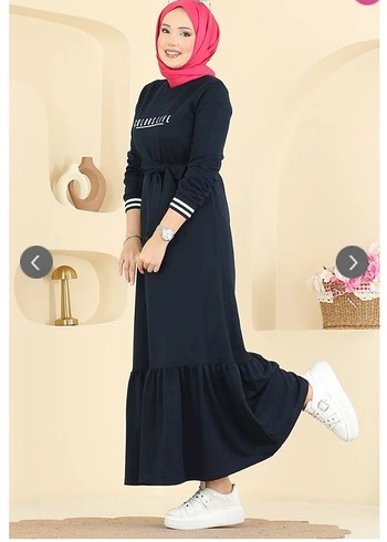 lacivert Renkli Uzun Kollu Kadın Elbise - Görsel 4