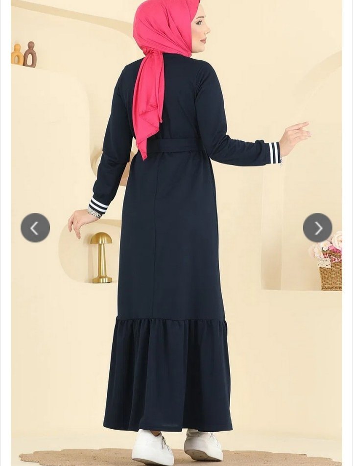 lacivert Renkli Uzun Kollu Kadın Elbise - Görsel 3