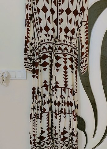 Bordo Desenli Bohem Uzun Elbise - Görsel 6