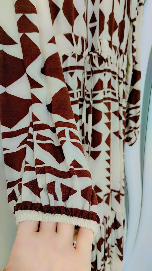 Bordo Desenli Bohem Uzun Elbise - Görsel 3