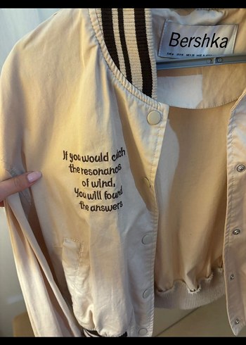 Bershka Bej Baskılı Kadın Bomber Ceket