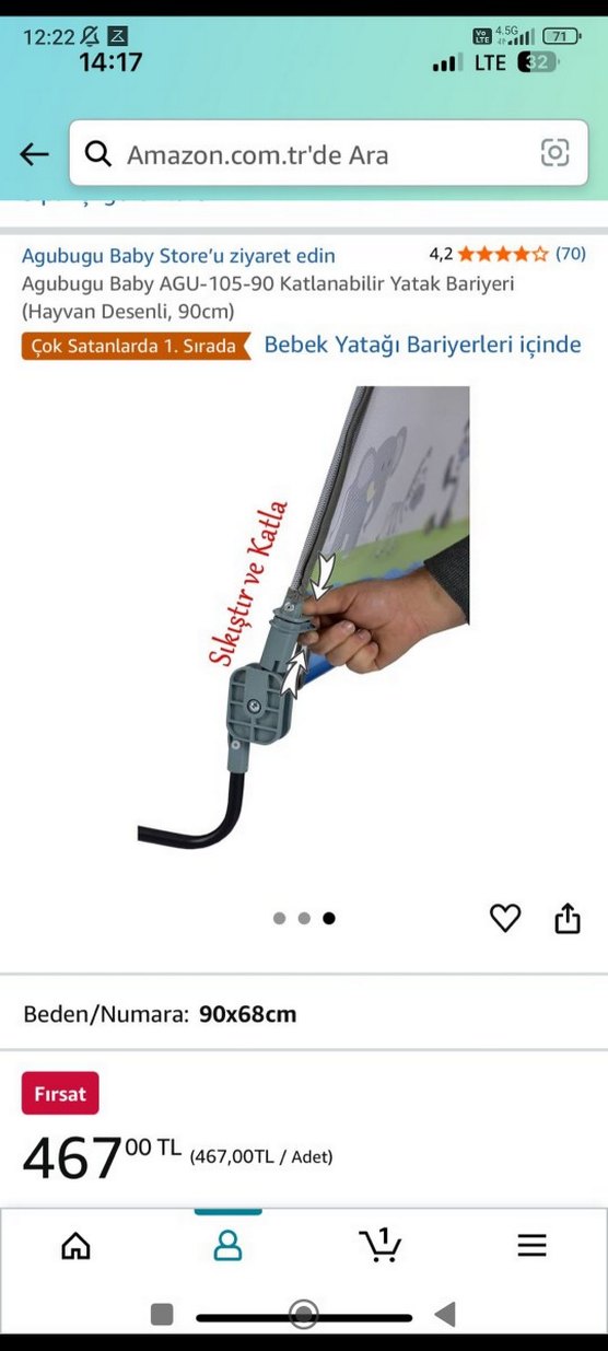 Agubugu Baby Katlanabilir Yatak Bariyeri 90x68 cm - Görsel 3