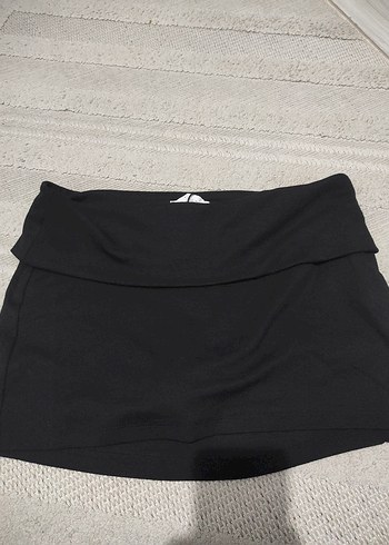 Siyah Mini katlamalı etek - Görsel 2