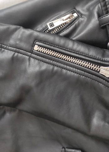 Zara Siyah Deri Biker Ceket - Görsel 7