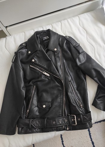Zara Siyah Deri Biker Ceket - Görsel 3