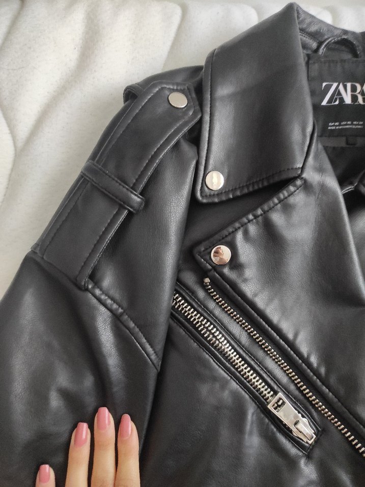 Zara Siyah Deri Biker Ceket - Görsel 2