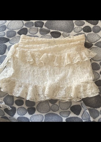 krem fırfırlı bershka etek - Görsel 3