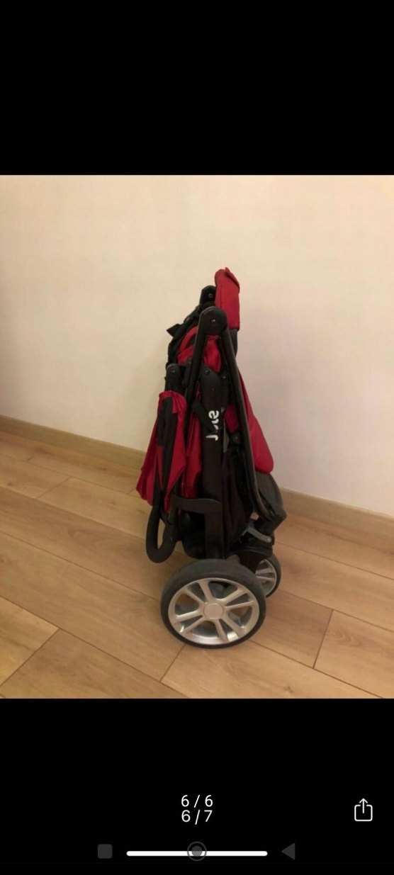 Koyu Kırmızı Bebek Arabası - Görsel 3