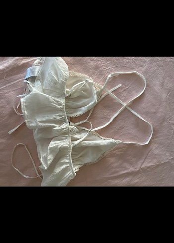 s Beden beyaz Renk Nakışlı Beyaz Mini Bohem Bralet