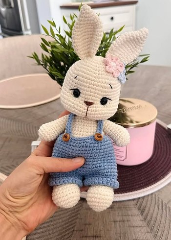 Pastel Tonlarda Gri Tavşan Peluş Oyuncak