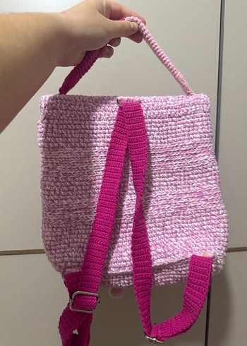 Pembe Payetli Örgü Bebek Çanta - Görsel 2