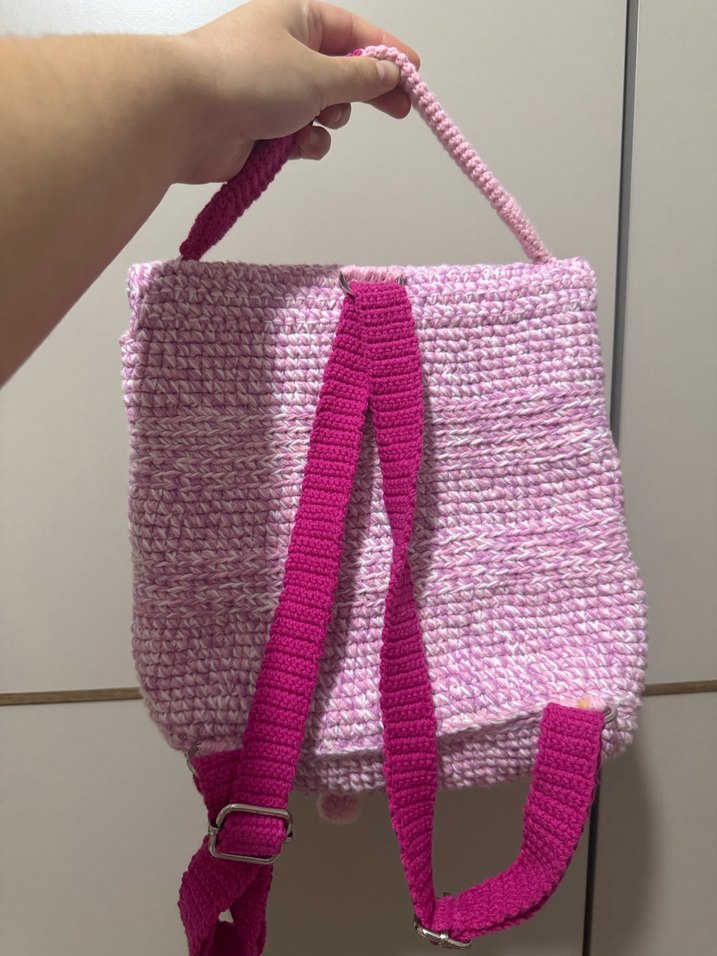 Pembe Payetli Örgü Bebek Çanta - Görsel 2