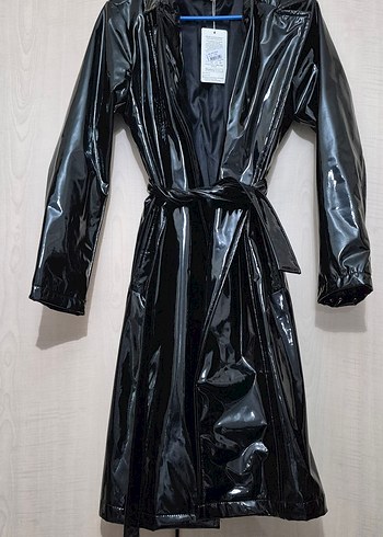 Siyah Deri Uzun Ceket Rugan - Görsel 5