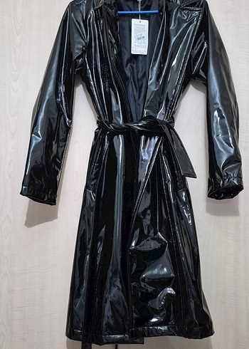 Siyah Deri Uzun Ceket Rugan - Görsel 6