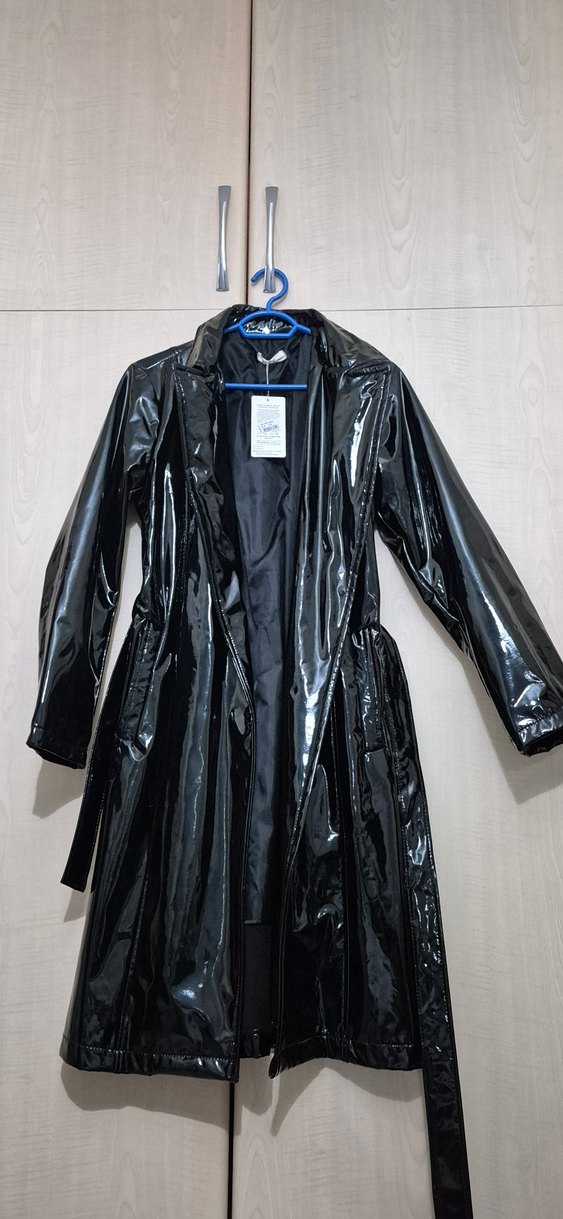 Siyah Deri Uzun Ceket Rugan - Görsel 2