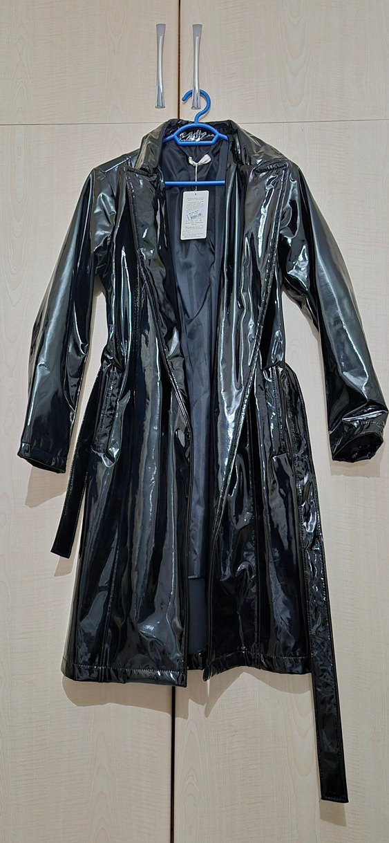 Siyah Deri Uzun Ceket Rugan - Görsel 4