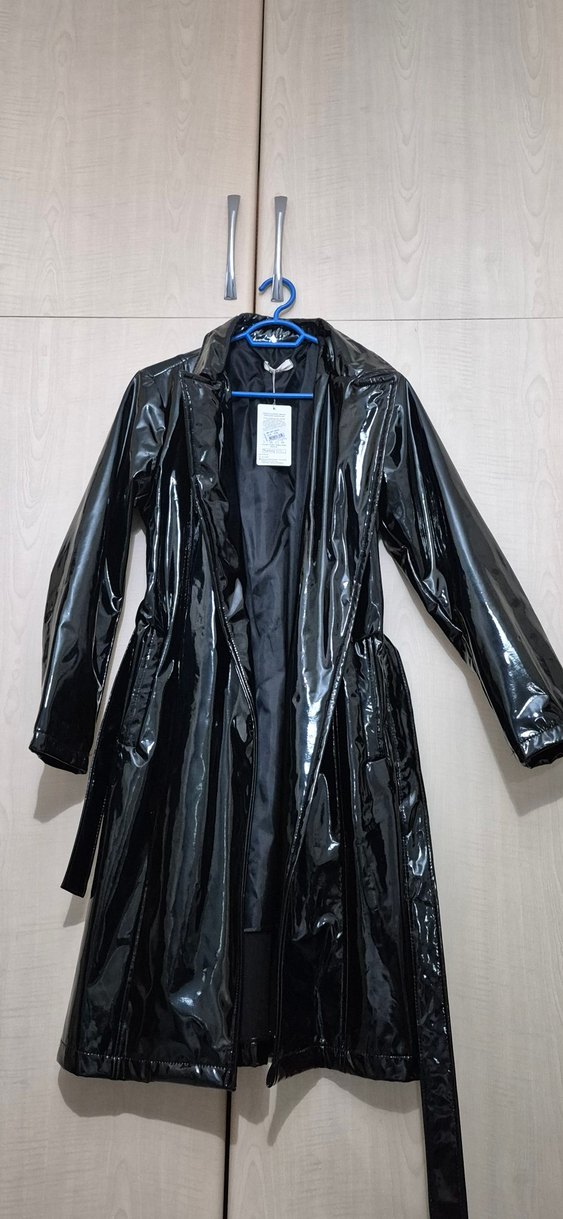 Siyah Deri Uzun Ceket Rugan - Görsel 3