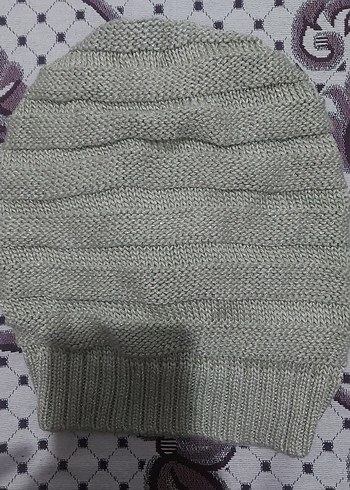 Gri Örgü Kadın Simli Bere - Görsel 2