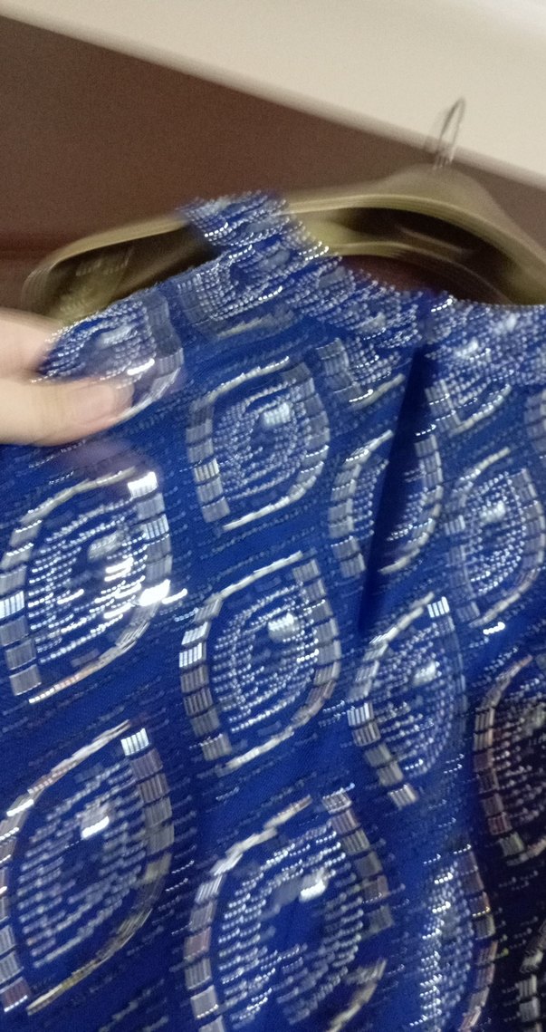 Mavi İşlemeli Uzun Kadın Abiye Elbise - Görsel 3