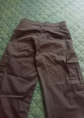 m Beden kahverengi Renk Pamuklu Gri Bol Kesim Kemerli Kadın Pantolon