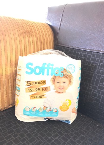 5 Beden: 11-25 kg Beden Soffio Junior Bebek Bezi 12-25 KG 23 Adet