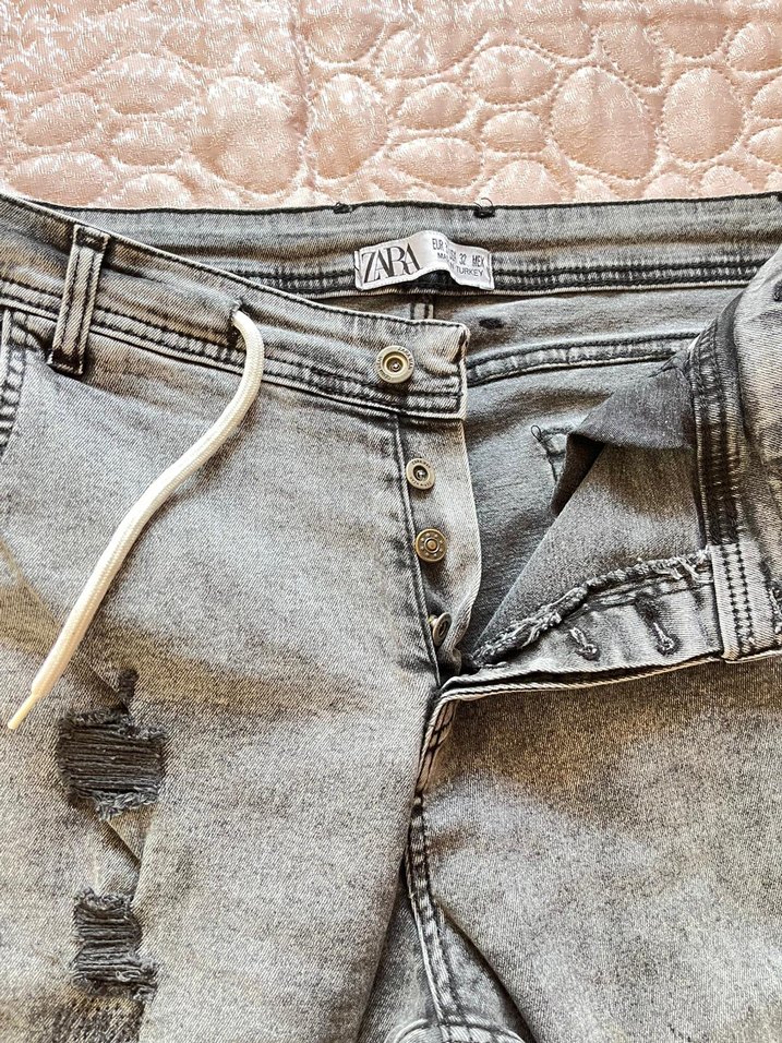 Gri Loose Fit Erkek Denim Pantolon - Görsel 2