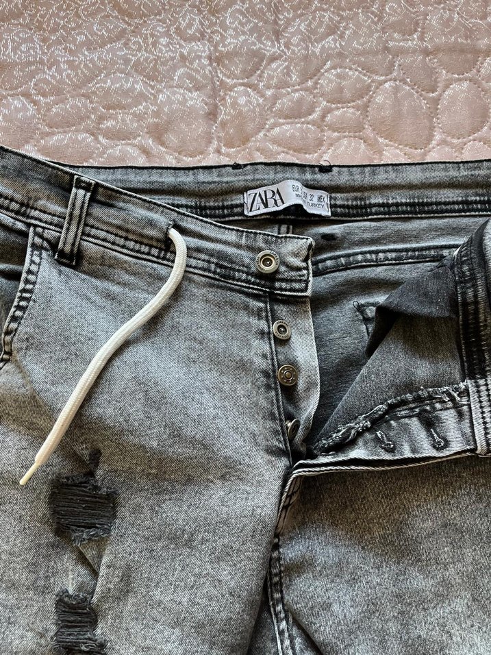 Gri Loose Fit Erkek Denim Pantolon - Görsel 4