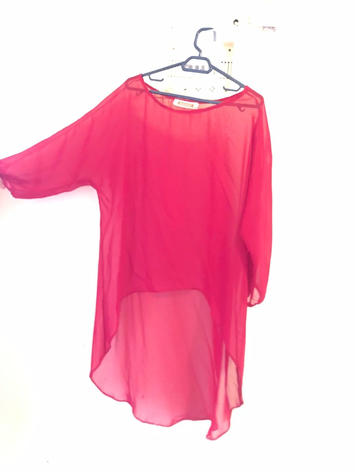 Kırmızı Baskılı Midi Kolsuz Elbise - Görsel 2