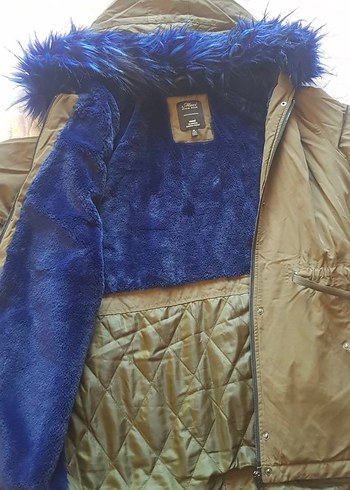 Kürklü Haki  Kadın Trençkot - Görsel 5