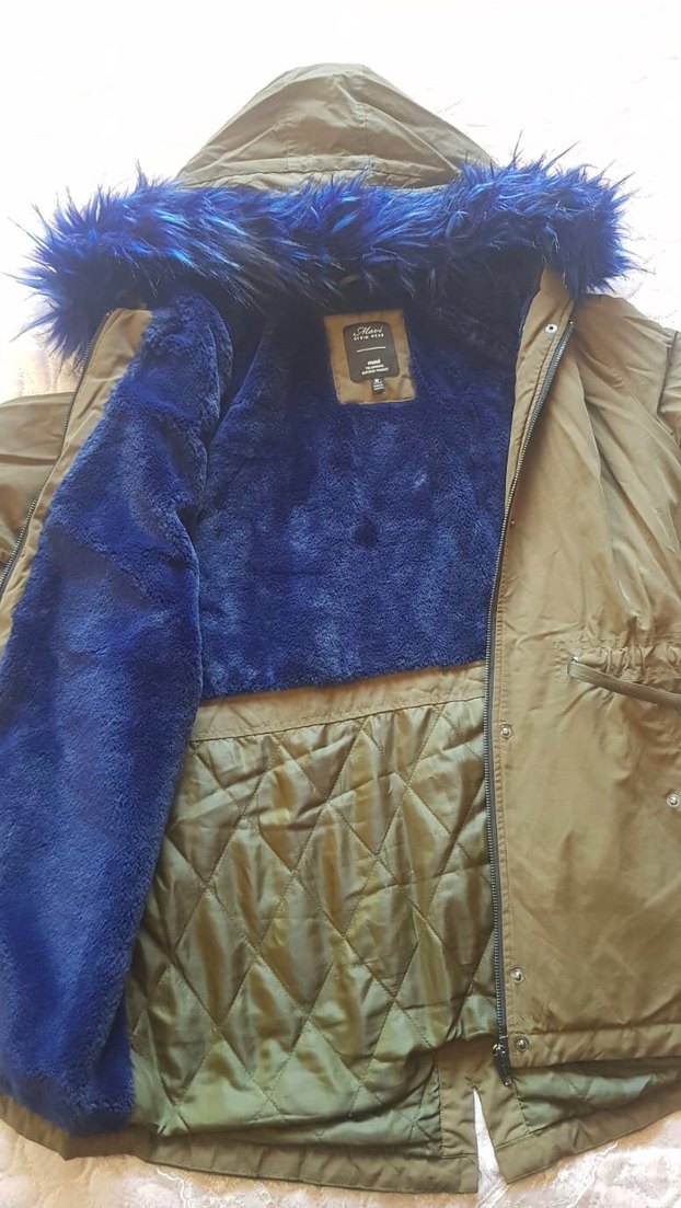 Kürklü Haki  Kadın Trençkot - Görsel 5