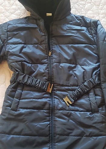 Kemerli Siyah Kadın Kışlık Mont - Görsel 3