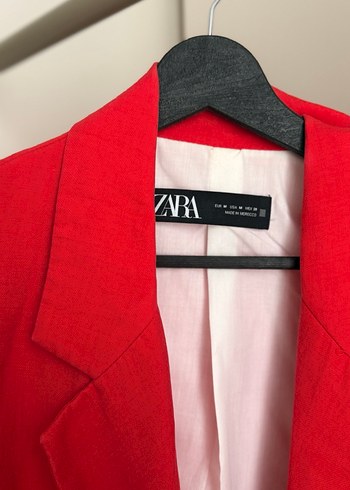 m Beden kırmızı Renk Düğmeli Kırmızı Kadın Keten Blazer Ceket