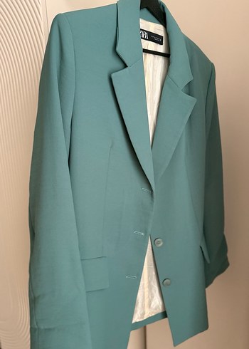 Düğmeli Turkuaz Kadın Blazer Ceket