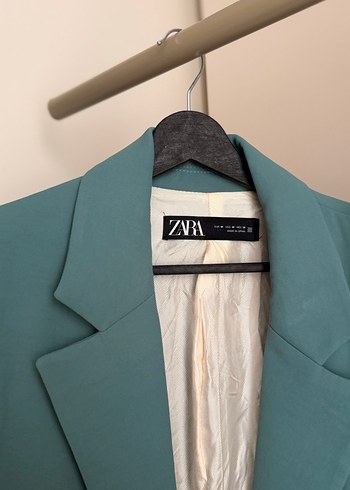 m Beden Düğmeli Turkuaz Kadın Blazer Ceket