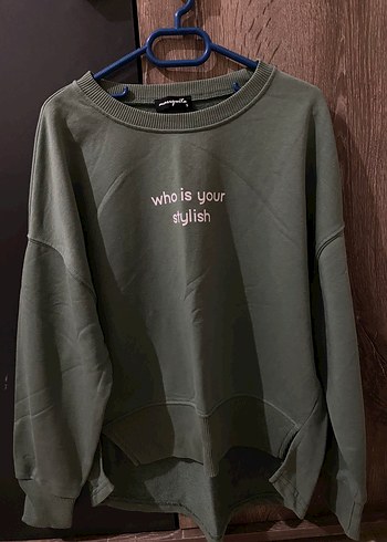 Kadın Haki Renk Uzun Kollu Sweatshirt