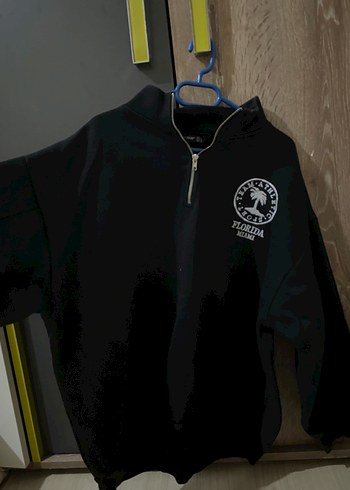 Siyah Fermuarlı Erkek Sweatshirt