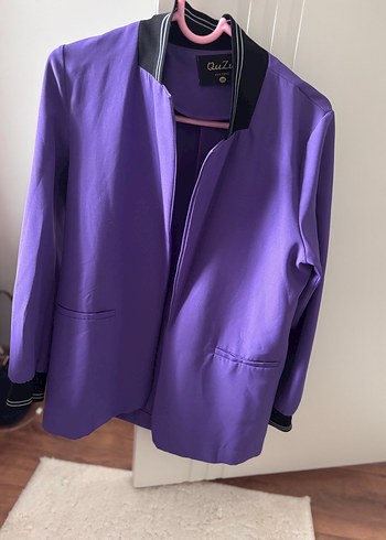 Zara Mor Siklik Siyah Detayli Blazer Ceket