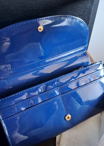 IPEKYOL Parlak Mavi Deri Cüzdan - Görsel 4