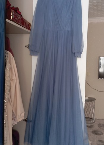 Uzun Kollu tül tesettür abiye - Görsel 2