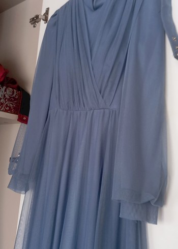 Uzun Kollu tül tesettür abiye - Görsel 5