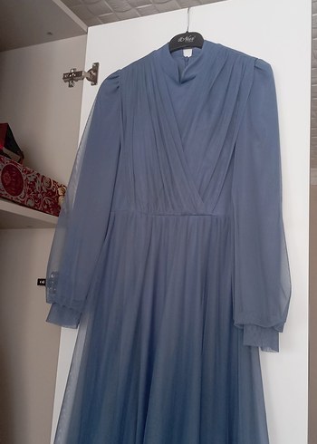 Uzun Kollu tül tesettür abiye - Görsel 3