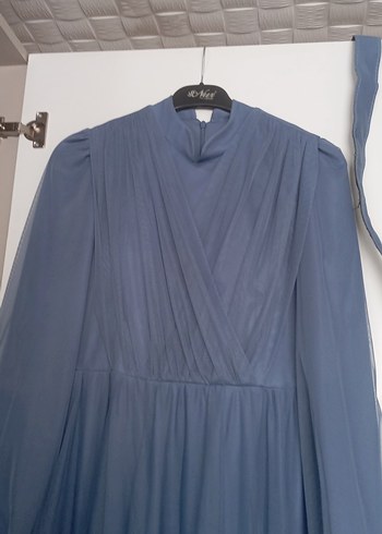 Uzun Kollu tül tesettür abiye - Görsel 6