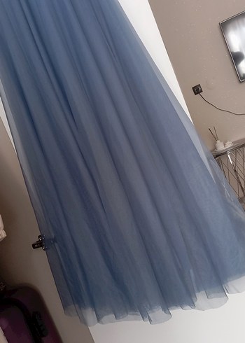 Uzun Kollu tül tesettür abiye - Görsel 8