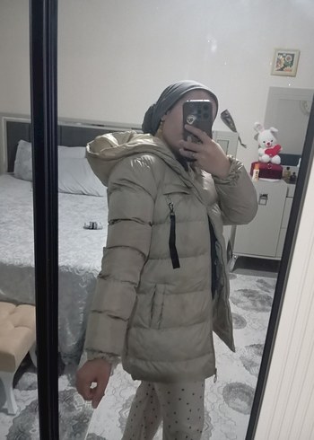 Krem Kapüşonlu çocuk 14,15 yaş şişme mont - Görsel 2