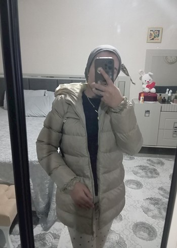 Krem Kapüşonlu çocuk 14,15 yaş şişme mont - Görsel 4