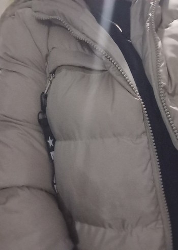 Krem Kapüşonlu çocuk 14,15 yaş şişme mont - Görsel 6